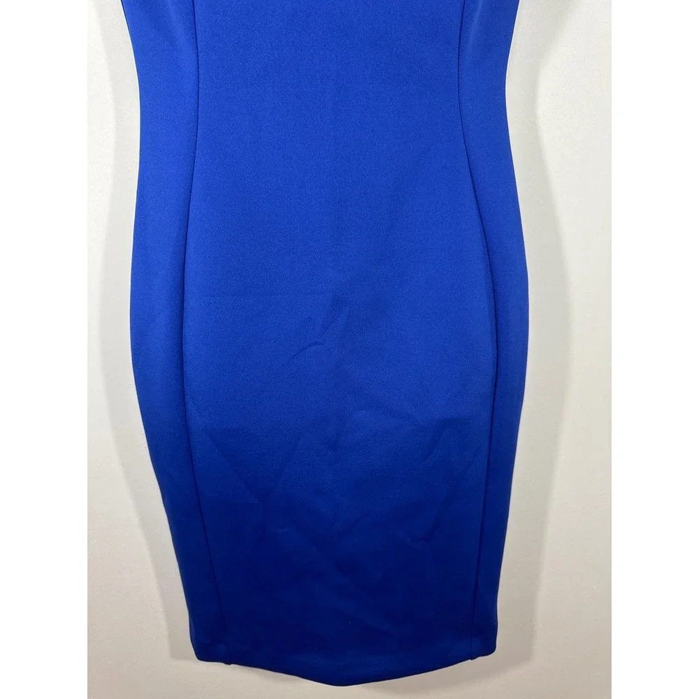 Calvin Klein Womens Royal Blue Grommet Neck Sleeveless Sheath Dress Size‎ 2